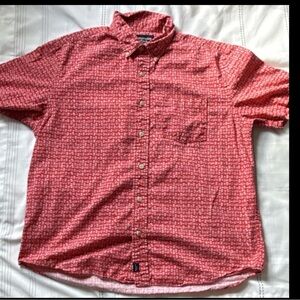 Abercrombie & Fitch Mens Large Red Print Short Sleeve Button Down Shirt